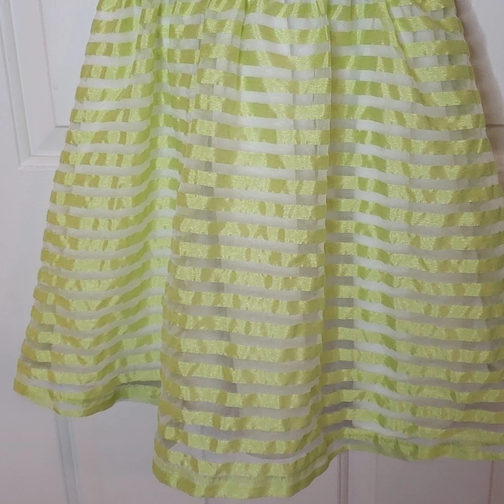 GYMBOREE lawn party green striped dress size 7
